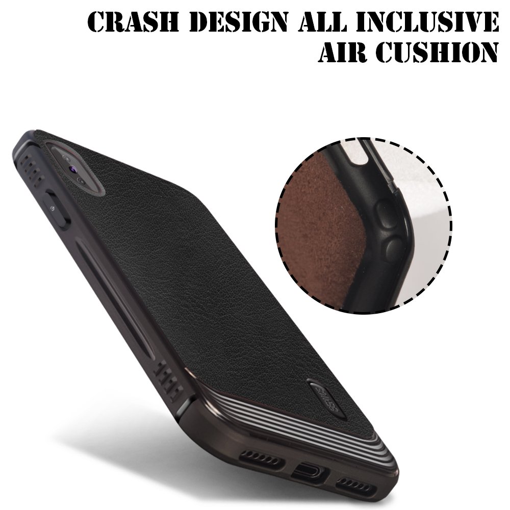 iPhone X case, MagicSky Ultra Slim Premium PU Leather Shock-absorbing Protective Bumper Case Cover with Built-in Nickel Metal Plate work with Universal Magnetic Phone Car Mount Holder - Black