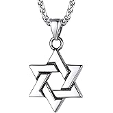 PROSTEEL Jewish Magen Star Of David Necklace For Women Men, Stainless Steel/925 Sterling Silver Hexagon Pendant Necklace, Adjustable, Come with Box