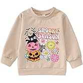 MODNTOGA Baby Boy Girl Spooky Season Crewneck Sweatshirt Halloween Black Cat Pumpkin Graphic Shirt Long Sleeve Pullover Tops