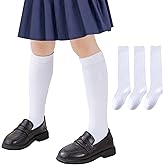 Girls' Knee High Cable Knit/Ribbed School Uniform Socks - 3/6 Pack Seamless Tube Socks for Kids Soccer - Unisex, 3-14 Years