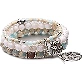Jardme Healing Crystal Bracelets for Women, 8mm Beaded Natural Stone Stretch Chakra Bracelets Tree of Life Bracelet Jewelry Gifts for Women