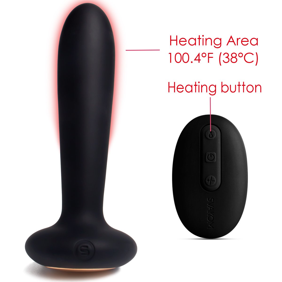 Heating Function Vibrating Anal Plug and Prostate Massager With Remote Control - Rechargeable & Waterproof - Body Safe Silicone Quiet yet Powerful Vibrator for Men Women or Couples (Black)