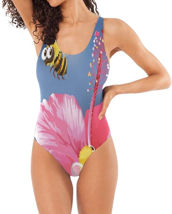Amazon Co Jp ピンクの花蜂水着モノキニビーチウェア女性用ワンピース水着女の子 服 ファッション小物