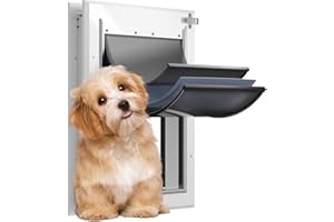 Petoasis Aluminum Medium Dog Door for Exterior Door, Suitable for Dogs Up to 40LBS, with Lock Anti-Theft, Include Thermal Insulation Cotton Flap,3 Flaps Dog Door for Small and Medium Dog