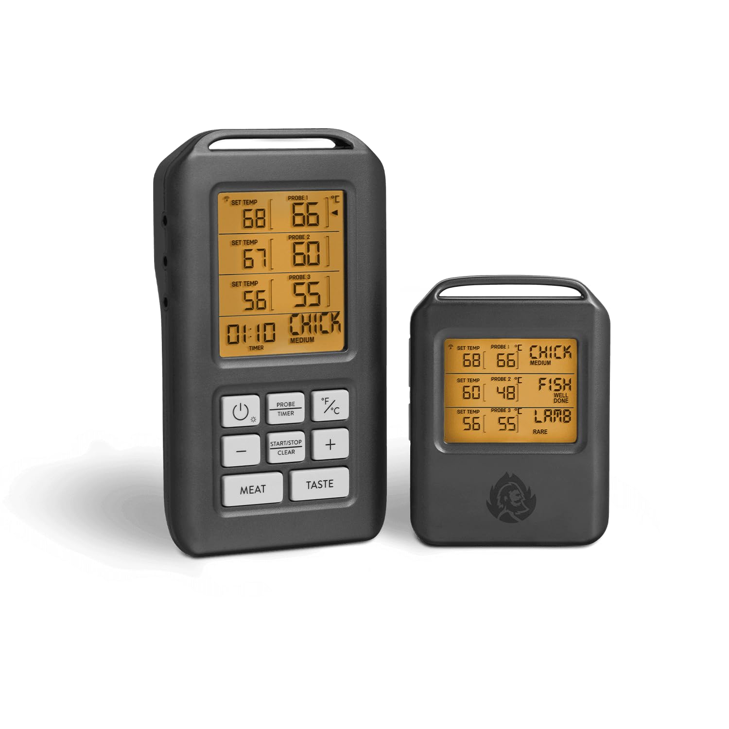 BURNHARD® Funk Grillthermometer mit 4 Temperaturfühlern, 30m Reichweite, Digital Braten-Thermometer für Grill & Backofen, Timer, BBQ Thermometer, Grillzubehör für Fleisch & Fisch
