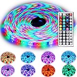 Rxment Led Strip Lighting 10M 32.8 Ft 3528 RGB 600LEDs IP65 Waterproof Flexible Color Changing Full Kit with 44 Keys IR Remote Controller , Control Box ,24V 3A Power Supply for Home Decorative