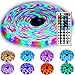 Rxment Led Strip Lighting 10M 32.8 Ft 3528 RGB 600LEDs IP65 Waterproof Flexible Color Changing Full Kit with 44 Keys IR Remote Controller , Control Box ,24V 3A Power Supply for Home Decorative