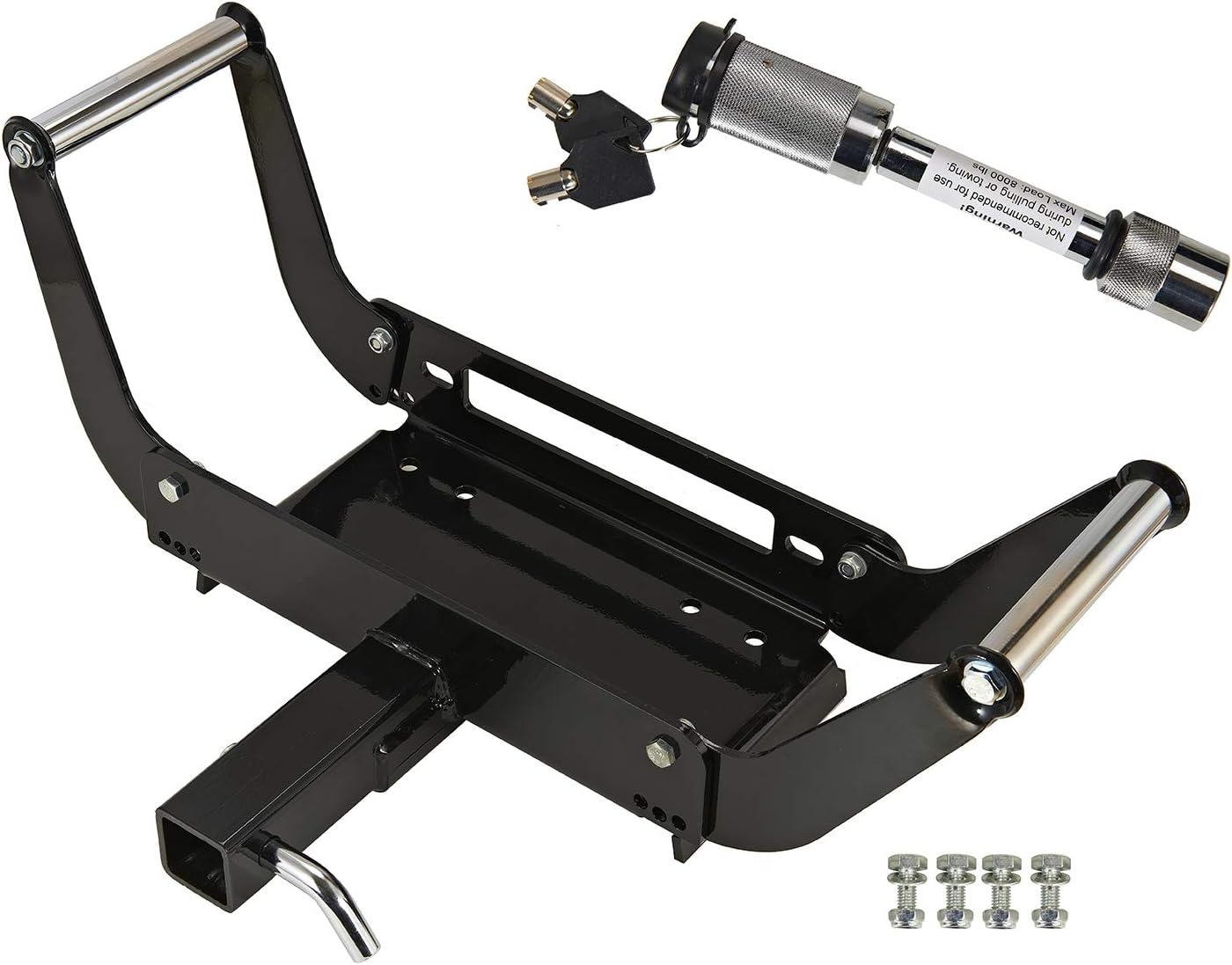 Offroading Gear Portable Trailer Hitch Winch Mount/Cradle with Hitch Receiver Lock