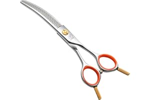 Fenice Peak 6'' Small Curved Thinning Scissors Lightweight Dog Cat Grooming Scissors with Safety Round Tip JP440C Stainless Steel