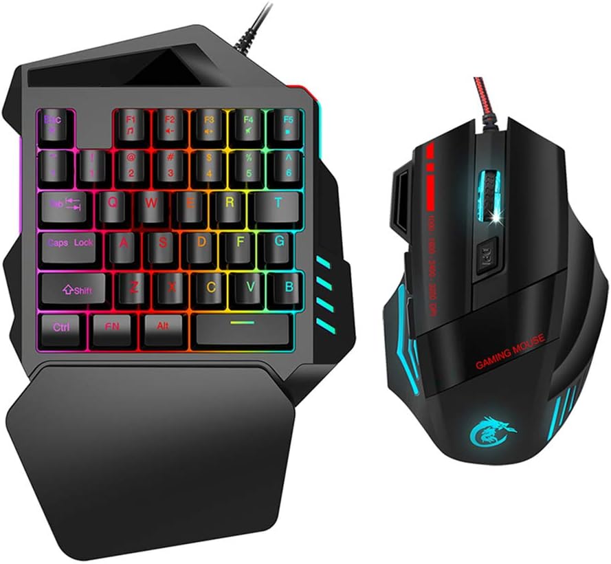 One Hand Gaming Keyboard Mouse Combo