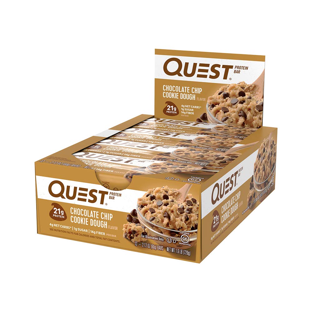 Quest Nutrition Chocolate Chip Cookie Dough Protein Bar, High Protein