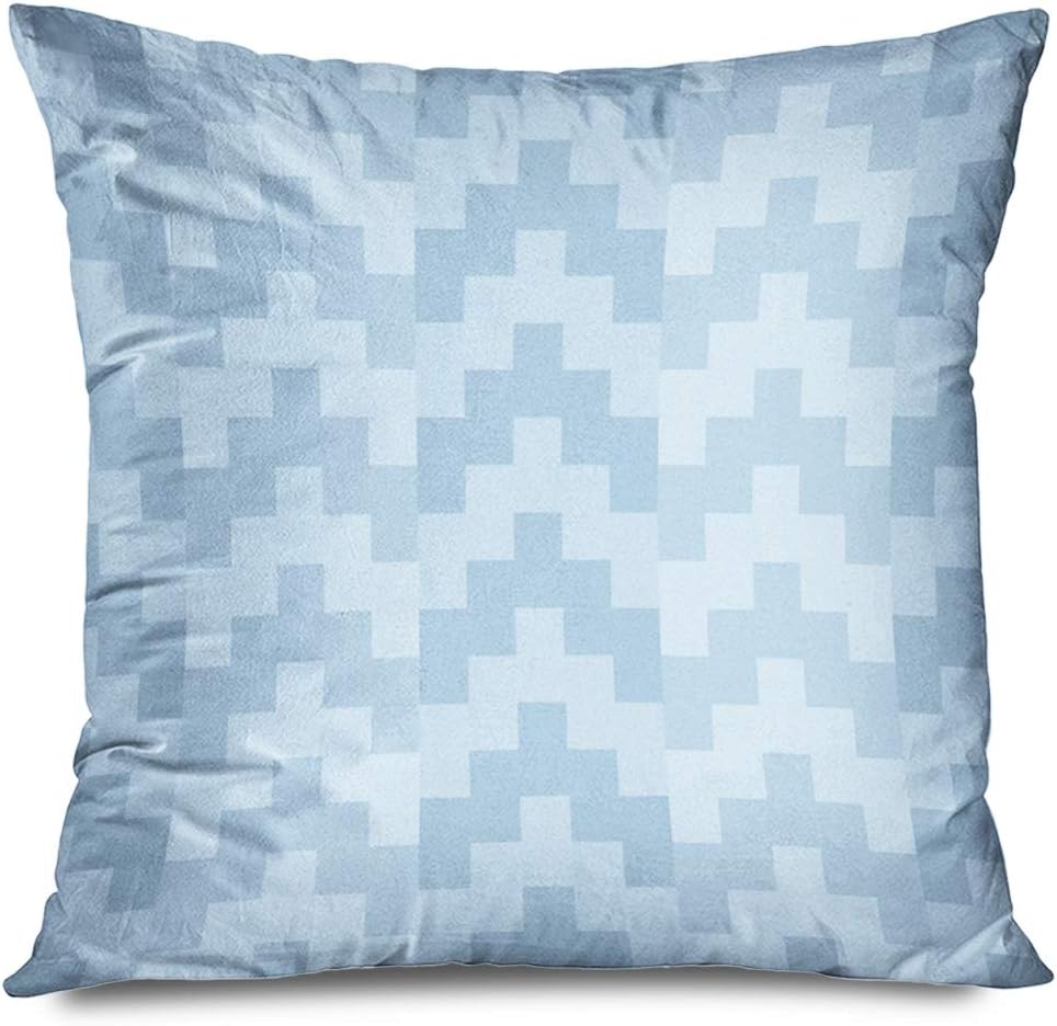 Ahawoso Throw Pillow Cover Square 18x18 Mono Blue Arrows Manji Pattern Interlocking Chevrons Abstract Asian Bathroom Blend Brackets Chain Decorative Pillowcase Home Decor Zippered Cushion Case