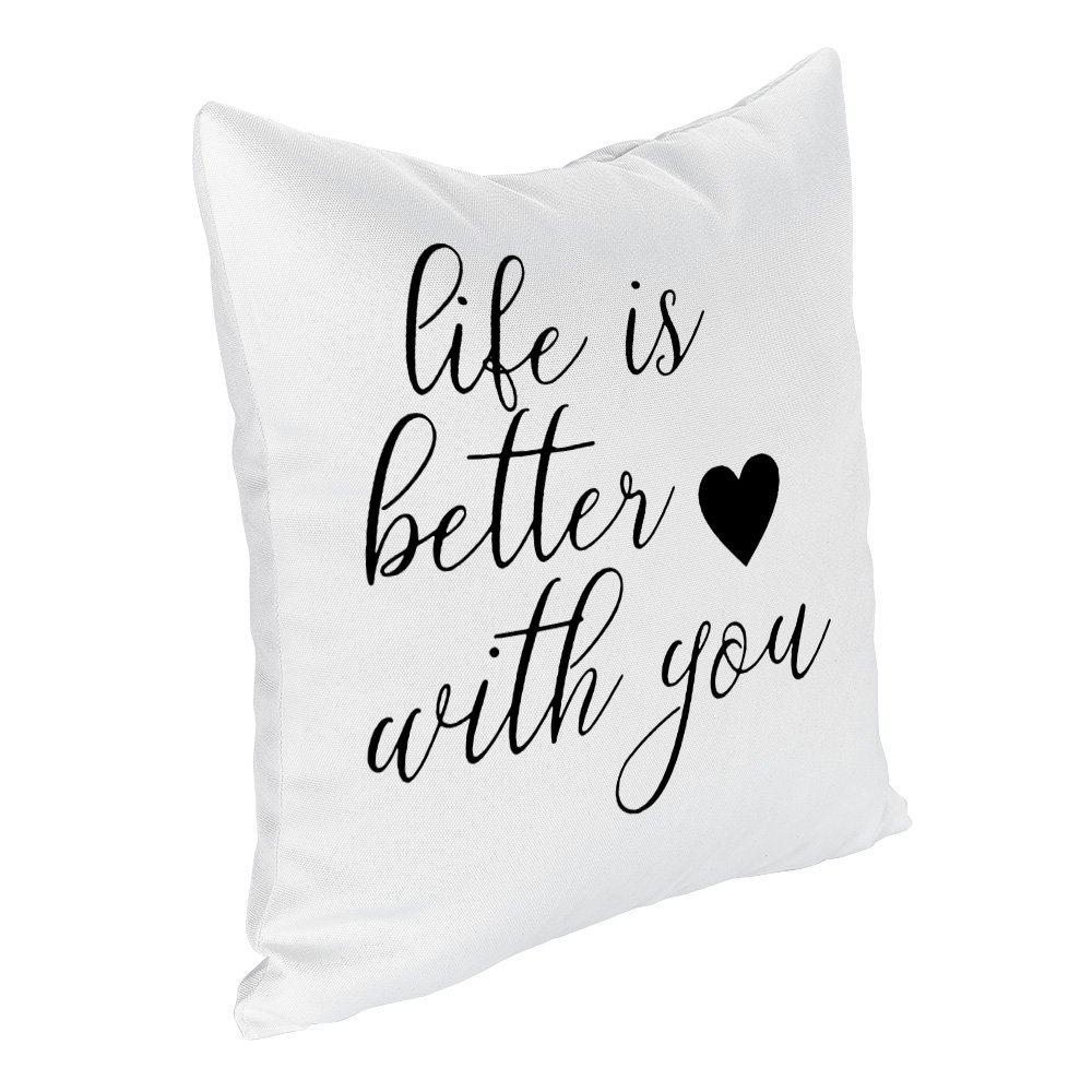 FabricMCC Throw Pillow Cover 18 Inch Quote Words Square Decorative Linen Cushion Cover Throw Pillowcase for Couch (life is better)