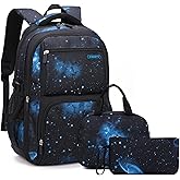 MITOWERMI Boys Backpacks for Primary Junior School Kids Backpack with Lunch Box Galaxy Space Bookbags for Boys Girls