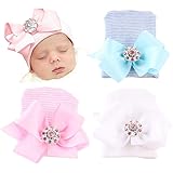 DRESHOW BQUBO Newborn Hospital Hat Infant Baby Hat Cap Big Bow Nursery Beanie