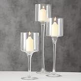 Glass Candleholders Tea Light Candle Holders Clear Wedding Weddings Hurricane Tall Elegant Ideal for Dining Party Home Decor Parties Table Settings Gifts Different Sizes (1 Set Large Clear)