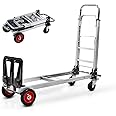 Convertible Hand Truck & Dolly Cart Heavy Duty Aluminum Hand Truck 2 in 1 Folding Multi-Cart Pneumatic Wheels, 400 lbs Load Capacity, Multi-Position Dolly Platform Cart