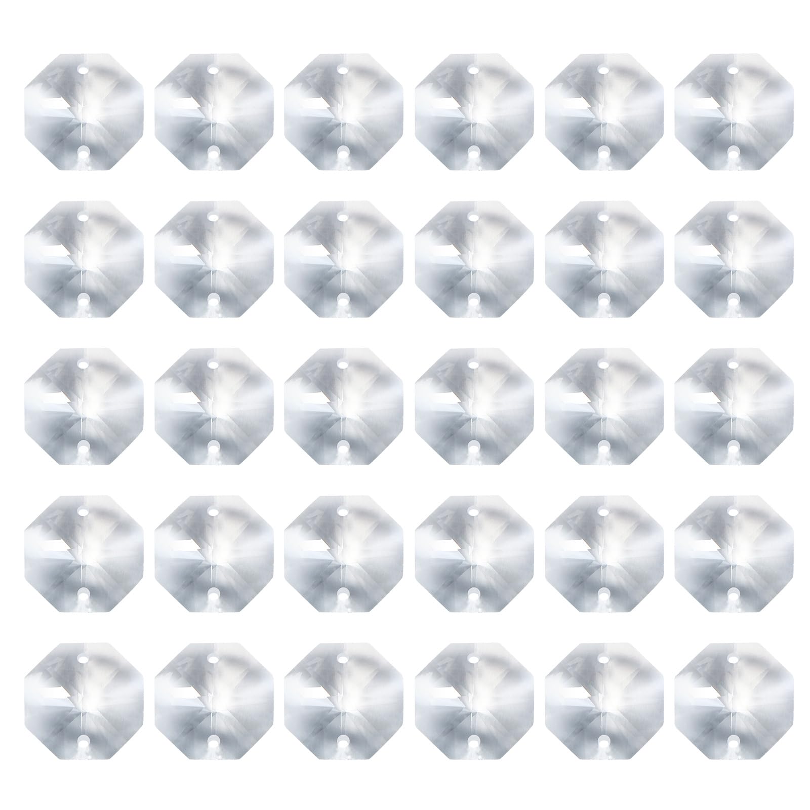 PATIKIL K9 Crystal Octagon Beads 2 Holes Pendants, 60 Pack 20mm Chandelier Prisms Parts Ornaments Hanging Beads for DIY Arts Crafts Decoration, Clear
