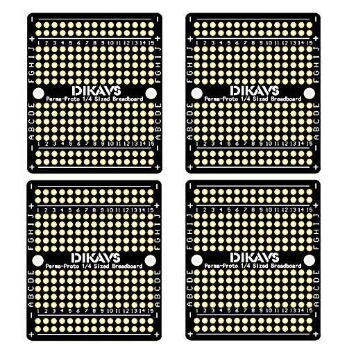 DIKAVS Perma-Proto Quarter-Sized Breadboard PCB Double-Sized Welding Breadboard PCB Universal Printed Circuit Board for Arduino (Pack of 4)
