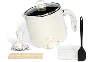 Aroparc Wax Melter for Candle Making Large 1.8L/60oz Electric Wax Melting Pot with Pouring Spout, Non-Stick Easy to Clean & Keep Warm - Wicks, Wick Stickers, Centering Tools, Spoon