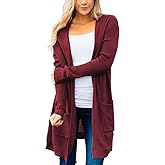 MEROKEETY Long Cardigans for Women 2026 Fall Winter Hooded Long Sleeve Open Front Sweaters with Pockets