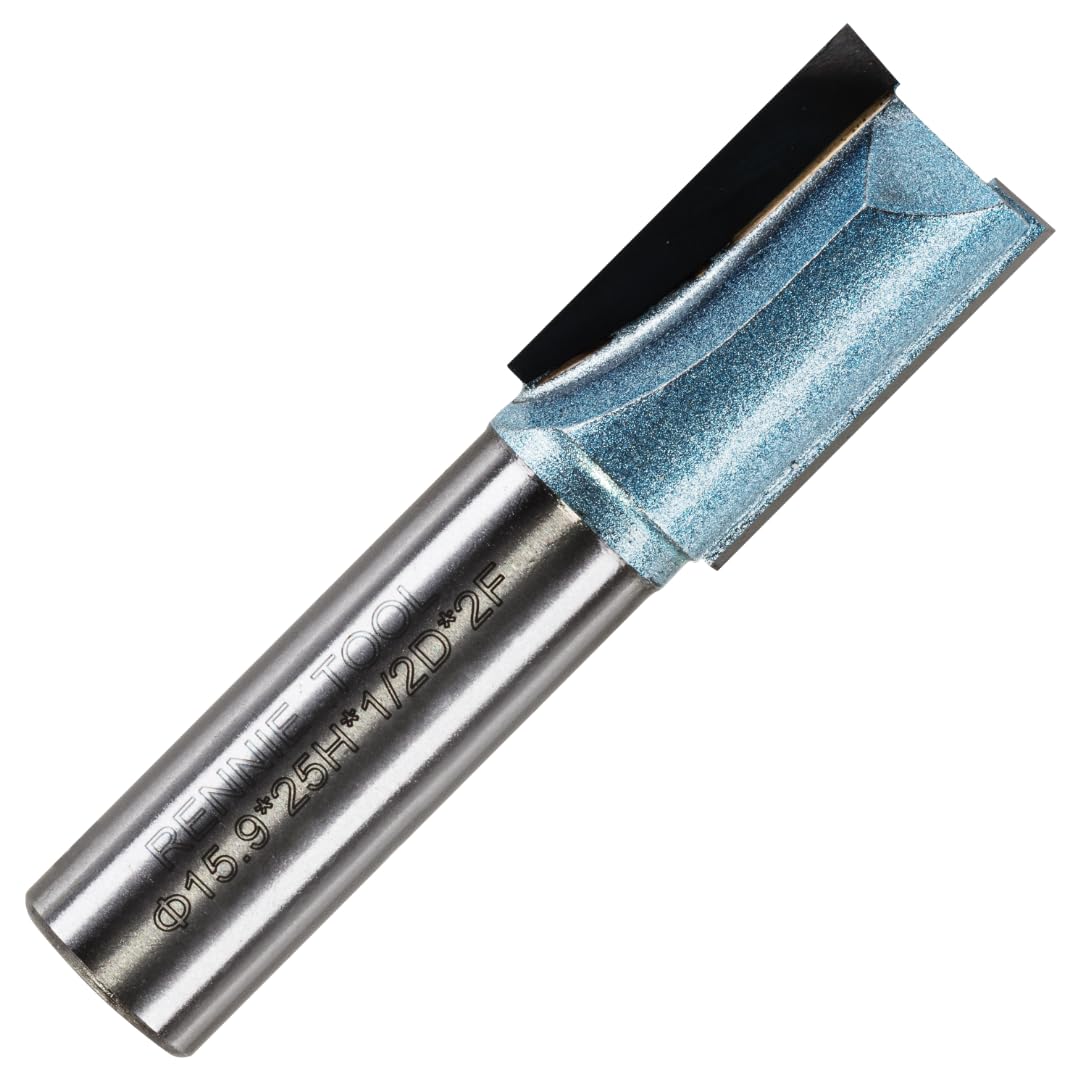 Rennie Tools - 15.9mm (5/8") Cutting Diameter x 25mm Flute x 1/2" Shank TCT Tipped 2 Flute Straight Router Cutter Bit. Compatible With Makita Trend Festool Hikoki Dewalt Router Etc. 15.9mm Router Bit