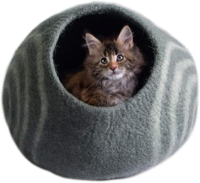 Cat Cave Bed Slate Grey Large Igloo Bed for Cats & Kittens Warm