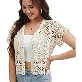Women's Short Sleeve Bolero Shrugs Crochet Lace Open Cardigan
