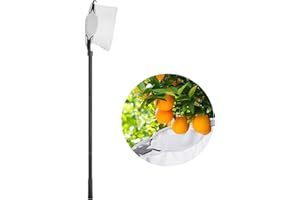 Luvenia Fruit Picker with Fabric Fruit Basket to Protect Fruits Elastic Bag Picking Tools 26-154 Inch, V-Shaped Blades Fruits Catcher for Getting Apple Oranges Citrus Pear Peach Branch Hook(12.8ft)