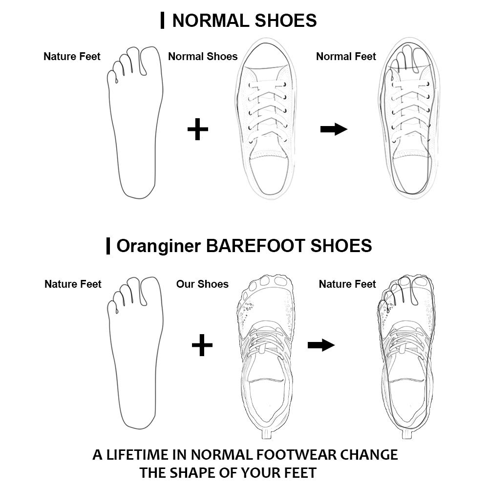 Oranginer Men's Barefoot Shoes - Big Toe Box - Minimalist Cross Training Shoes for Men