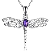 Hancock Dragonfly Necklace for Women 925 Sterling Silver Turquoise/Amethyst/Cubic Zirconia/Moonstone Pendant Dragonfly Jewelry Gifts for Women Family Friends
