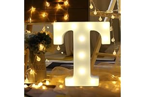 AMZURE LED Marquee Letter Lights Sign T 26 Alphabet Light Up Letters Sign for Night Light Wedding Birthday Party Battery Powered Christmas Lamp Home Bar Decoration (T)