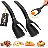 ZONZEST Egg Flipper Spatula Tongs (Set of 2) – Non-Stick 2-in-1 Grip & Flip Kitchen Tongs for Pancakes, Fish, Eggs, and More 