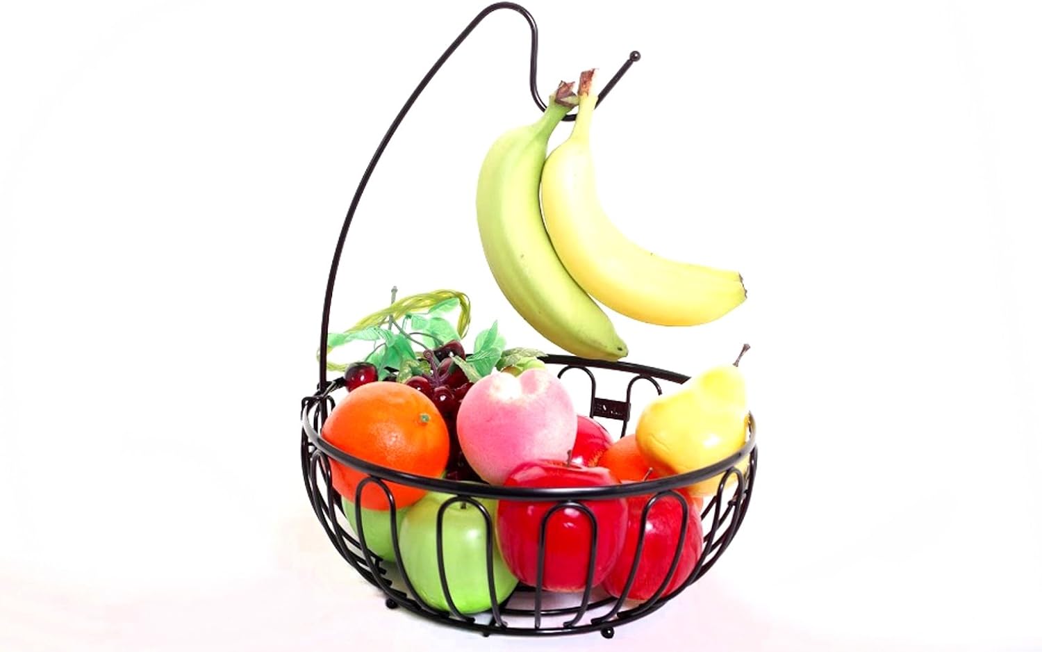 AYMAZE Fruit Bowl with Removable Banana Hanger, Black BigaMart
