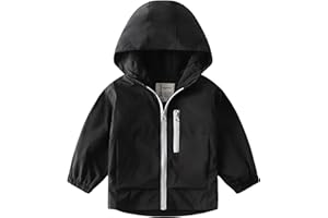 Volunboy Toddler Boys Hooded Fleece Lightweight Windbreaker Jackets Zip Up Windproof Fall Winter Hoodie Outerwear Coat