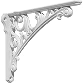 Khtumeware Shelf Bracket 6 Inch, Decorative Brackets for Shelving, Heavy Duty Vintage Ornate Shelf Bracket, Hardware Included, 2 Pack, Antique White Finish, 5.9x4.2x1.73 inch