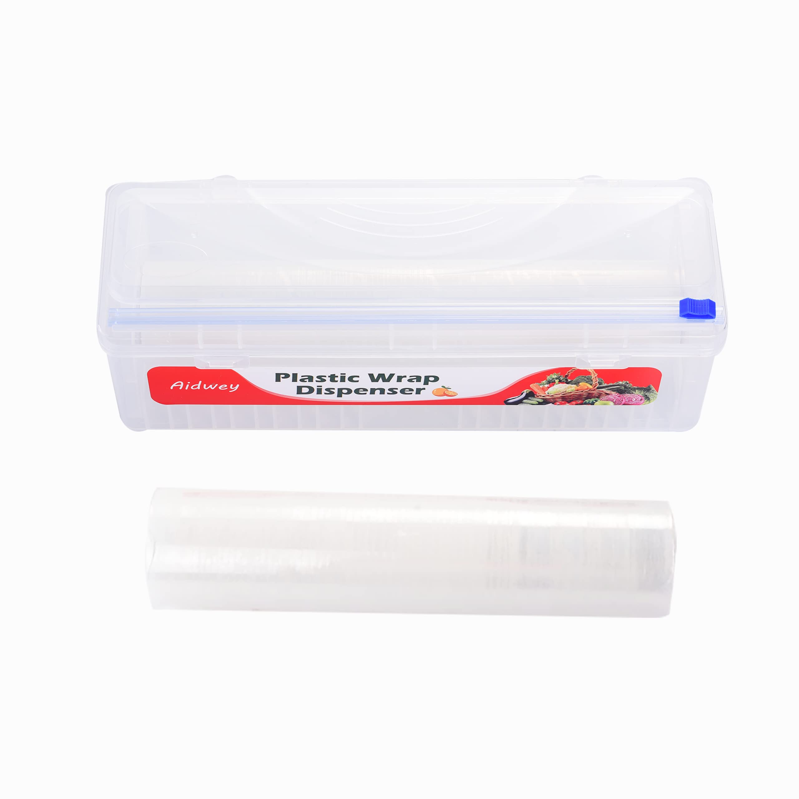 Photo 1 of Clear Refillable Plastic Wrap Dispenser with 12'' X 492' of BPA Free - Reusable Slide Cutter for Cling Wrap, Tin/Aluminum Foil and Baking Paper.(Cutting Box + Film? (Clear Dispenser-01)