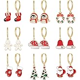 WCRAZYE Christmas Hoop Earrings for Women Unique Cute Colorful Christmas Tree Snowflake Jingle Bell Reindeer Candy Dangle Drop Holiday Earrings Christmas Holiday Party Jewelry Gifts