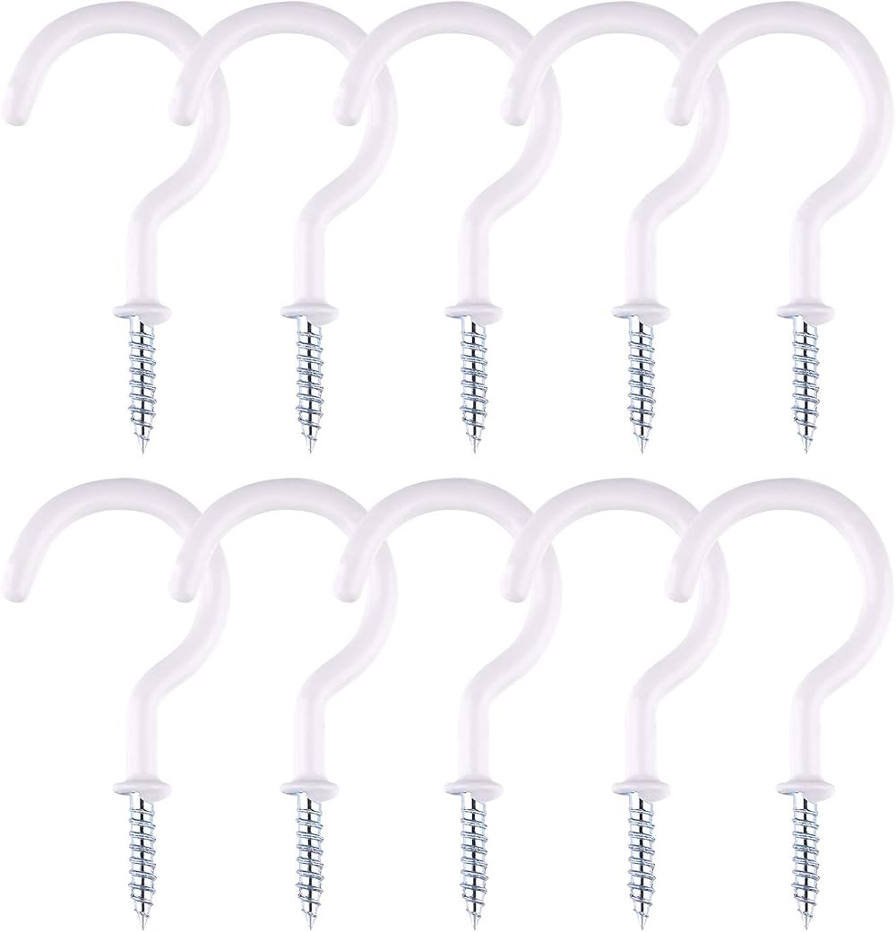 TUPARKA 10 Pcs Ceiling Hooks Heavy Duty Plant Hooks 2 Inches White