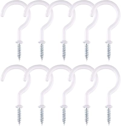 TUPARKA 10 Pcs Ceiling Hooks Heavy Duty Plant Hooks 2 Inches White