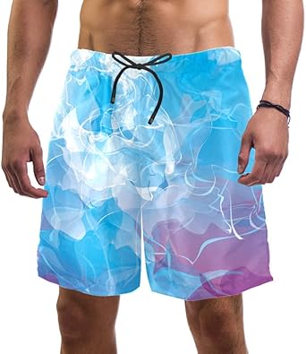 Bañador Hombre Acuarela Azul Púrpura Traje de Baño Secado Rápido Short