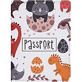 Snogisa Passport Cover for Kids, Women and Men,Travel Documents Organizer Protecto,Travel Passport Holder,Passport Holder Cover Travel Wallet (dinosaur)