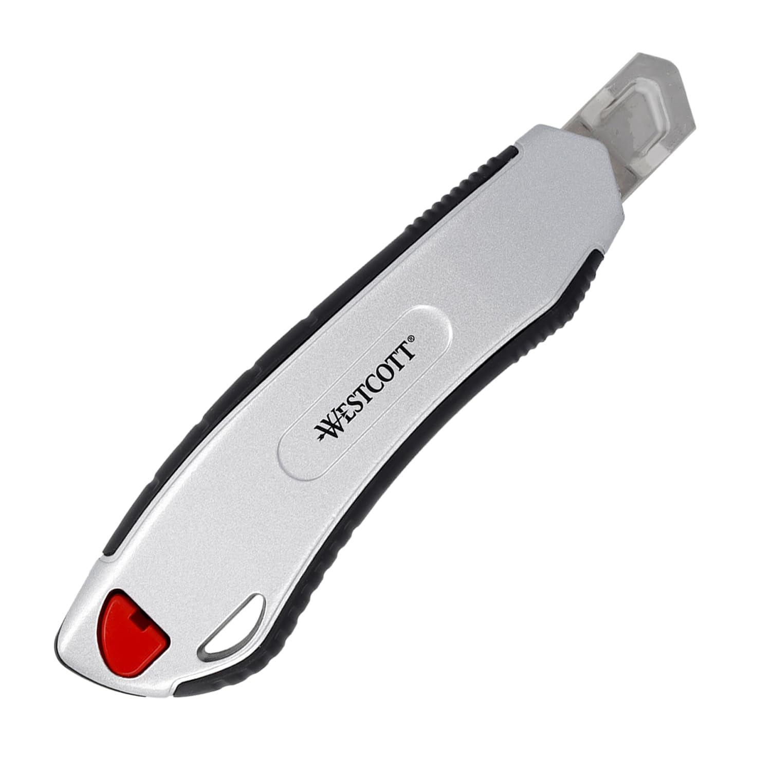 Westcott E-84025 00 18 mm Aluminium Alloy Snap Off Blade Knife with Ergonomic Soft Grip Handle - Black