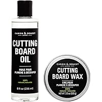 Caron & Doucet - Vegan Cutting Board & Butcher Block Conditioning Oil & Wood Finishing Wax Bundle | 100% Coconut Oil, Best fo