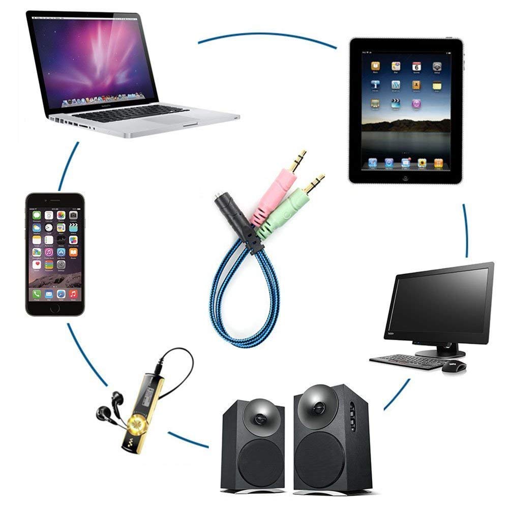 Elettronica per Microfono e Cuffie Adattatore Cavo ENVEL Auricolare  Splitter 1 Femmina a 2 Maschio jack per PC Y Cavo Audio Sdoppiatore Cuffie  CTIA Standard \u0026 Placcato Oro Jack urban-earth.co.uk