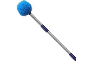 TALITARE Cobweb Duster with Pole, 4ft Stainless Steel Pole Cobweb Brush with Medium-Stiff Bristles for Walls Beams Shelves Iight Fixtures and Window Screens