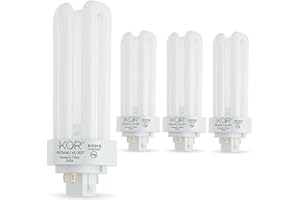 KOR Pack of 4 26 Watt Triple Tube - GX24Q-3 (4 Pin) Base - 2700K Warm White - CFL Light Bulb - Replaces Sylvania 20879 CF26DT