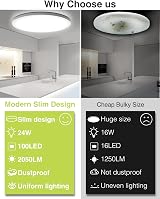 slochi 2 Pack Round LED Ceiling Light 2050LM 6500K 150W Eq Waterproof Flush view 5