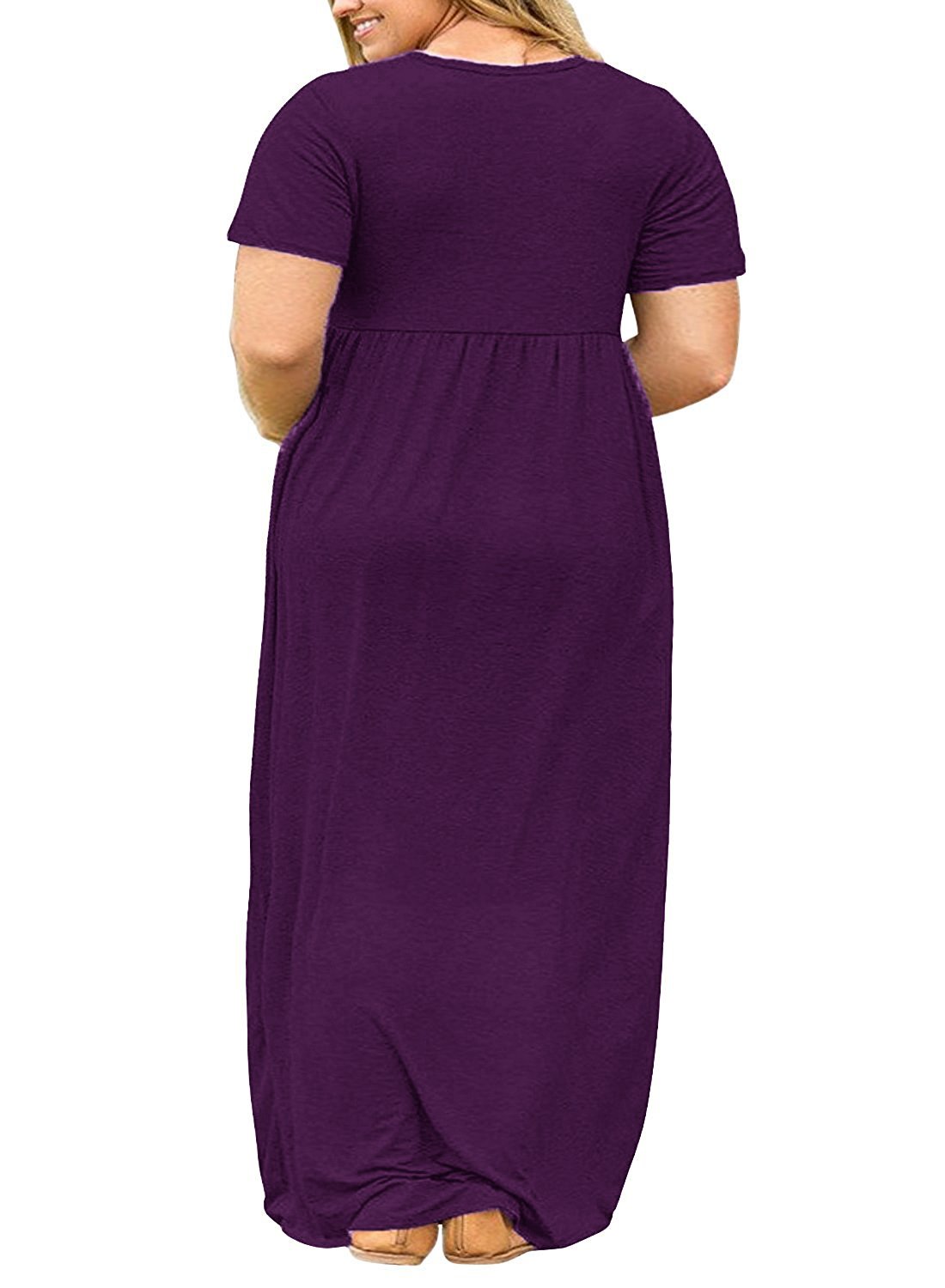 Plus Size Womens Dresses Short Sleeve Casual Loose Plain Long Maxi T