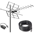 PBD Antena digital Yagi HDTV amplificada para exteriores, amplificador integrado de alta ganancia y bajo ruido, cable coaxial